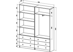 "Бостон-20" шкаф бельевой/платяной (ШБ-9Б+ШБ-10П), ф-ка ВМФ