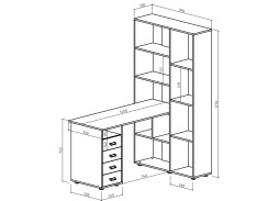 "Оксфорд 2" стол со стеллажом, ф-ка ВМФ