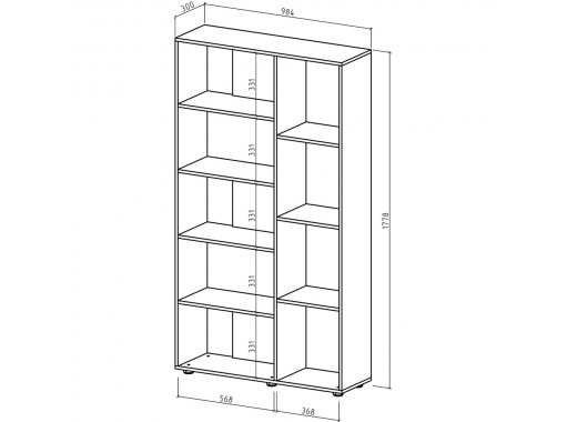 Ширина книжного шкафа