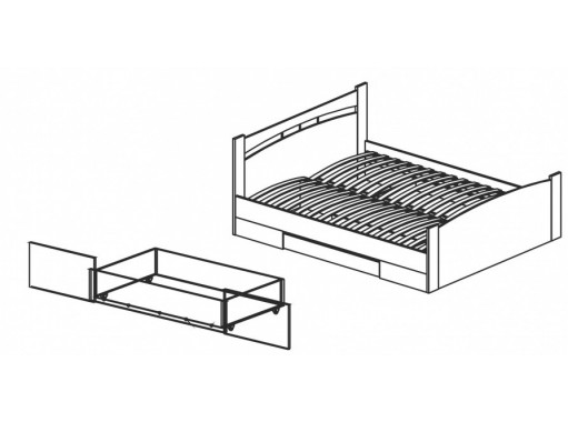 Кровать с ящиком "Олимп 1600" дуб линдберг/венге, ф-ка Олимп