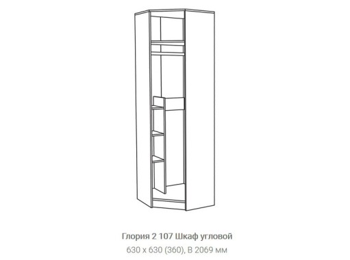 "Глория 2.107" шкаф угловой, ф-ка "Нижегород"