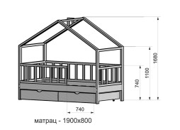 "Массив Домик 6" кровать 36 400 Р. в Вира Мебель "Массив Домик 6" кровать