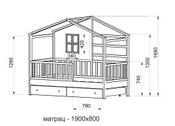 "Массив Домик 7" кровать 39 950 Р. в Вира Мебель "Массив Домик 7" кровать