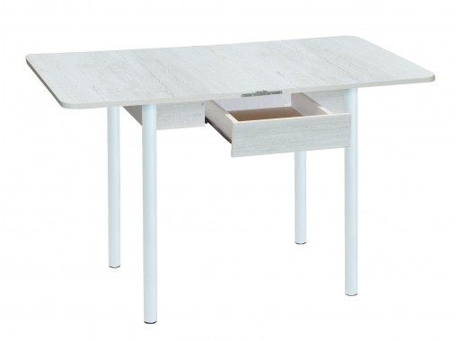 Стол обеденный с ящиком "Эко" 80*60/120 белый/ножки муар белый, ф-ка Система Мебели
