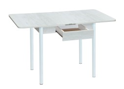 Стол обеденный с ящиком "Эко" 80*60/120 белый/ножки муар белый, ф-ка Система Мебели