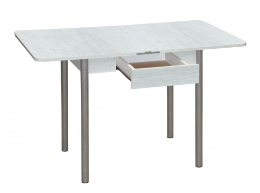 Стол обеденный с ящиком "Эко" 80*60/120 белый/ножки белые, ф-ка Система Мебели