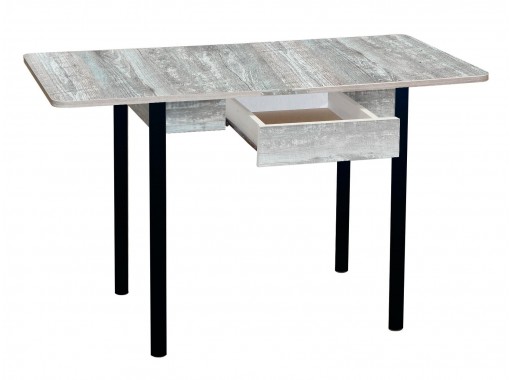Стол обеденный с ящиком "Эко" 80*60/120 бетон пайн тёмный/чёрный, ф-ка Система Мебели