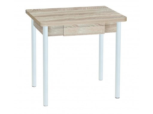 Стол обеденный с ящиком "Эко" 80*60/120 дуб сонома/белый, ф-ка Система Мебели