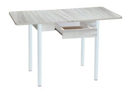 Стол обеденный с ящиком "Эко" 80*60/120 шимо светлый/белый, ф-ка Система Мебели