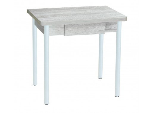 Стол обеденный с ящиком "Эко" 80*60/120 шимо светлый/белый, ф-ка Система Мебели