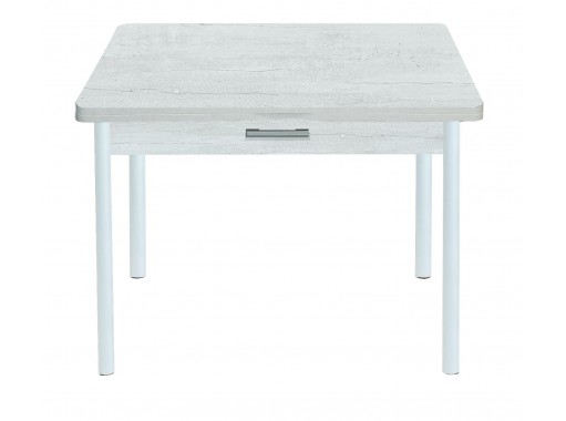 Стол обеденный с ящиком "Симпл" 90*60/120 бетон пайн белый/ножки муар белый, ф-ка Система Мебели