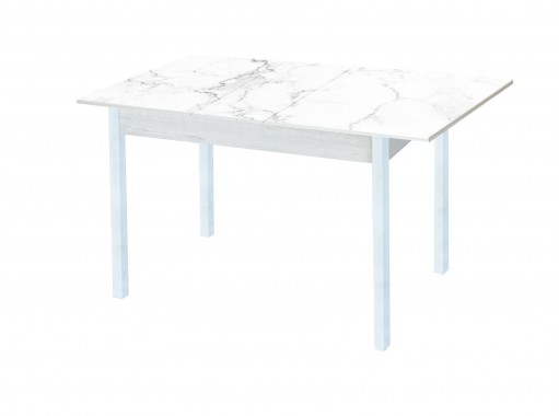Стол обеденный "Альфа" с фотопечатью бетон/белый мрамор/белый, ф-ка Система Мебели
