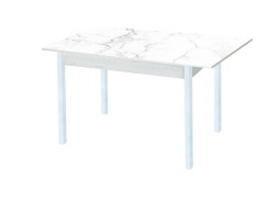 Стол обеденный "Альфа" с фотопечатью бетон/белый мрамор/белый, ф-ка Система Мебели