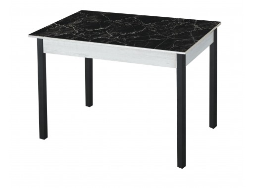 Стол обеденный "Альфа" с фотопечатью бетон/чёрный мрамор/чёрный, ф-ка Система Мебели