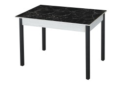 Стол обеденный "Альфа" с фотопечатью бетон/чёрный мрамор/чёрный, ф-ка Система Мебели