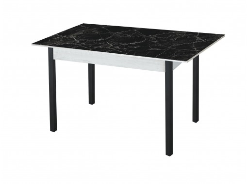 Стол обеденный "Альфа" с фотопечатью бетон/чёрный мрамор/чёрный, ф-ка Система Мебели