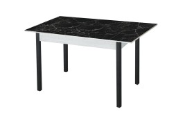 Стол обеденный "Альфа" с фотопечатью бетон/чёрный мрамор/чёрный, ф-ка Система Мебели
