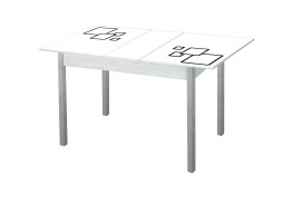 Стол обеденный "Альфа" с фотопечатью бетон/квадраты на белом/металлик, ф-ка Система Мебели