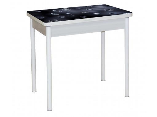 Стол обеденный "Бронкс" с фотопечатью 80*58/116 бетон/кристаллы/белый, ф-ка Система Мебели
