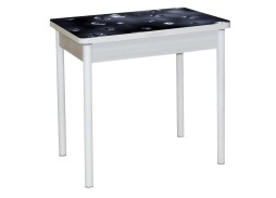 Стол обеденный "Бронкс" с фотопечатью 80*58/116 бетон/кристаллы/белый, ф-ка Система Мебели