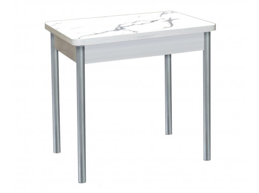 Стол обеденный "Бронкс" с фотопечатью 80*58/116 бетон/белый мрамор/металлик, ф-ка Система Мебели