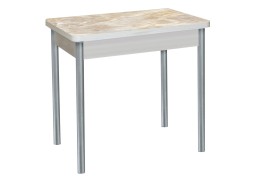 Стол обеденный "Бронкс" с фотопечатью 80*58/116 молочный/оникс/металлик, ф-ка Система Мебели