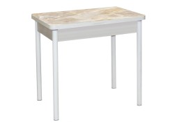 Стол обеденный "Бронкс" с фотопечатью 80*58/116 молочный/оникс/белый, ф-ка Система Мебели