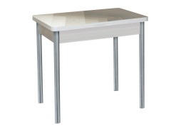 Стол обеденный "Бронкс" с фотопечатью 80*58/116 молочный/текстура 024/металлик, ф-ка Система Мебели