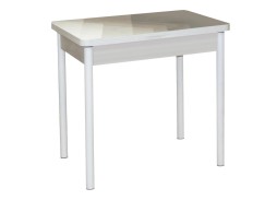 Стол обеденный "Бронкс" с фотопечатью 80*58/116 молочный/текстура 024/белый, ф-ка Система Мебели