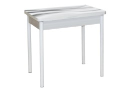 Стол обеденный "Бронкс" с фотопечатью 80*58/116 бетон/текстура 029/белый, ф-ка Система Мебели