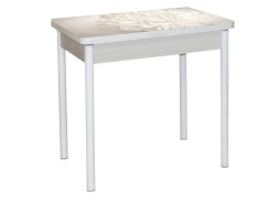 Стол обеденный "Бронкс" с фотопечатью 80*58/116 молочный/цветы 019/белый, ф-ка Система Мебели