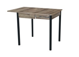 Стол обеденный "Глайдер" 70*50/100 дуб веллингтон/ножки чёрные, ф-ка Система Мебели
