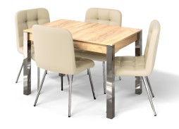 "Милан 3" раздвижной стол дуб крафт/ножки хром, Бител