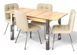 "Милан 3" раздвижной стол дуб крафт/ножки хром, Бител