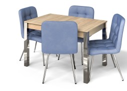 "Милан 3" раздвижной стол дуб сонома/ножки хром, Бител