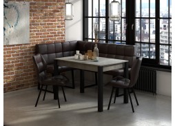 "Милан 3" раздвижной стол бетон ателье/чёрные ножки, Бител