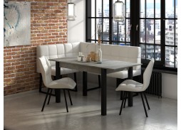 "Милан 3" раздвижной стол бетон ателье/чёрные ножки, Бител