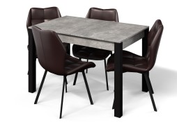 "Милан 3" раздвижной стол бетон ателье/чёрные ножки, Бител