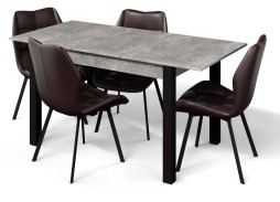 "Милан 3" раздвижной стол бетон ателье/чёрные ножки, Бител