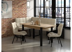 "Милан 3" раздвижной стол дуб крафт/чёрные ножки, Бител