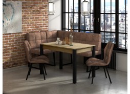 "Милан 3" раздвижной стол дуб сонома/чёрные ножки, Бител