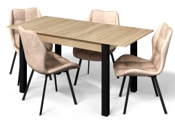 "Милан 3" раздвижной стол дуб сонома/чёрные ножки, Бител