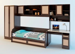 "Белоснежка" детская стенка (венге/дуб молочный) 45 750 Р. в Вира Мебель "Белоснежка" детская стенка (венге/дуб молочный)