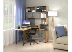 Компьютерный стол СК-10 (левый) дуб крафт золотой/бетон ателье, ф-ка Бител