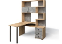 Компьютерный стол СК-10 (левый) дуб крафт золотой/бетон ателье, ф-ка Бител