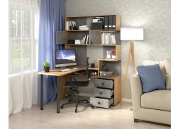 Компьютерный стол СК-10 (левый) дуб крафт золотой/бетон ателье, ф-ка Бител