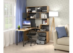 Компьютерный стол СК-10 (левый) дуб крафт золотой/графит, ф-ка Бител