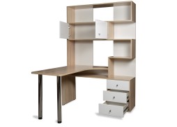 Компьютерный стол СК-10 (левый) дуб сонома/белый глянец, ф-ка Бител