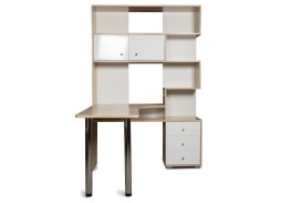 Компьютерный стол СК-10 (левый) дуб сонома/белый глянец, ф-ка Бител