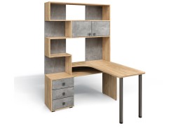 Компьютерный стол СК-10 (правый) дуб крафт золотой/бетон ателье, ф-ка Бител